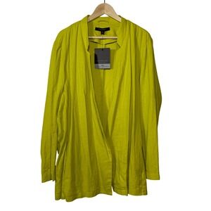 Marc New York | XL Long Sleeve Open Front Cardigan Lime Green Linen Blend